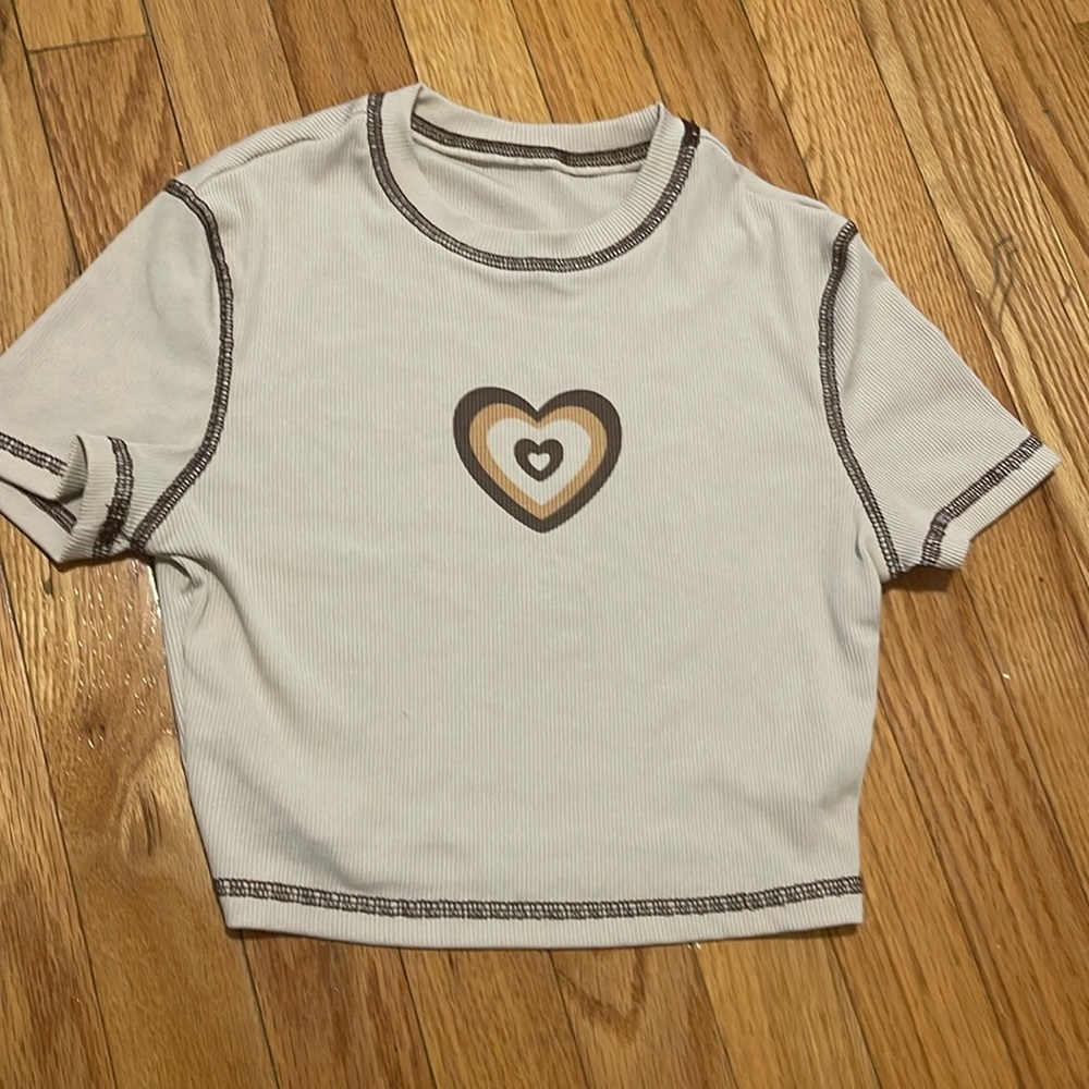 Cream color with brown. Cropped
